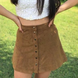 Suede Button Down Skirt